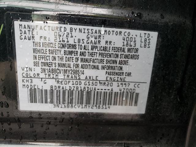 3N1AB8CV1MY298514 - 2021 NISSAN SENTRA SV BLACK photo 12