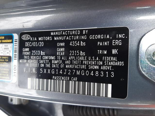 5XXG14J27MG048313 - 2021 KIA K5 LXS GRAY photo 13