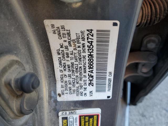 2HGFA16689H354724 - 2009 HONDA CIVIC LX-S Boz foto 13