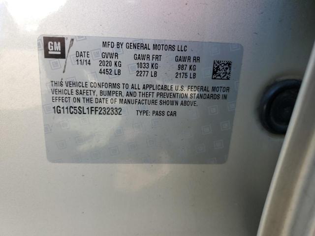 1G11C5SL1FF232332 - 2015 CHEVROLET MALIBU 1LT 棕色 照片 12