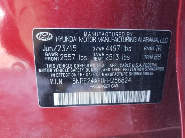 5NPE24AF0FH256824 - 2015 HYUNDAI SONATA RED photo 10