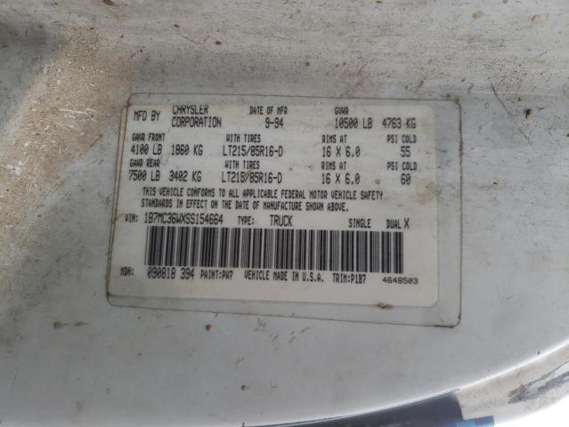 1B7MC36WXSS154664 - 1995 DODGE RAM 3500 WHITE photo 12