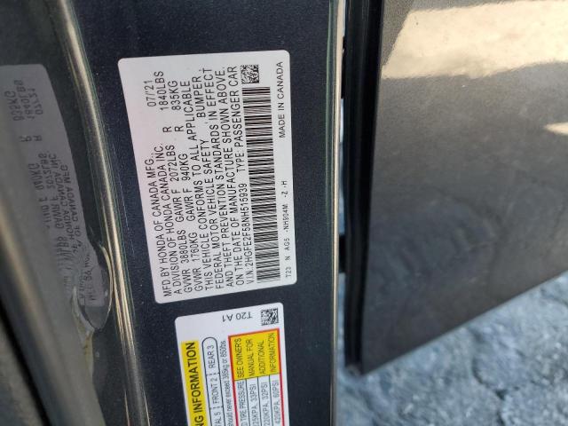 2HGFE2F58NH515939 - 2022 HONDA CIVIC SPOR GRAY photo 12