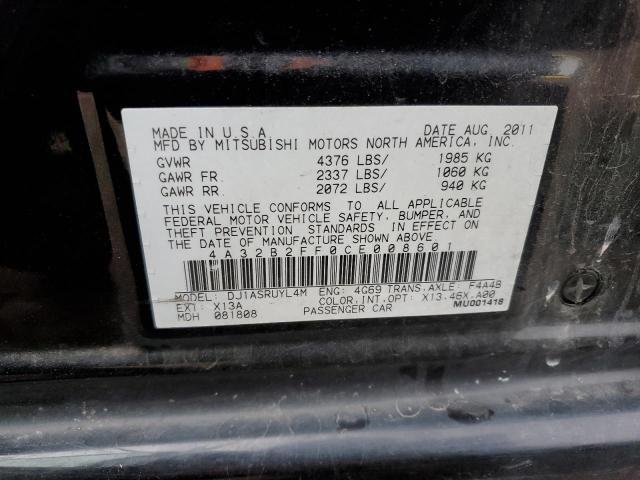 4A32B2FF0CE008601 - 2012 MITSUBISHI GALANT FE BLACK photo 12