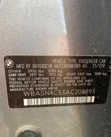 WBASN4C53AC208993 - 2010 BMW 550 GT GRAY photo 10