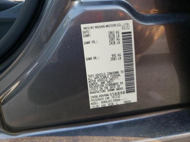 1N4BL4DV4NN356898 - 2022 NISSAN ALTIMA SV GRAY photo 12