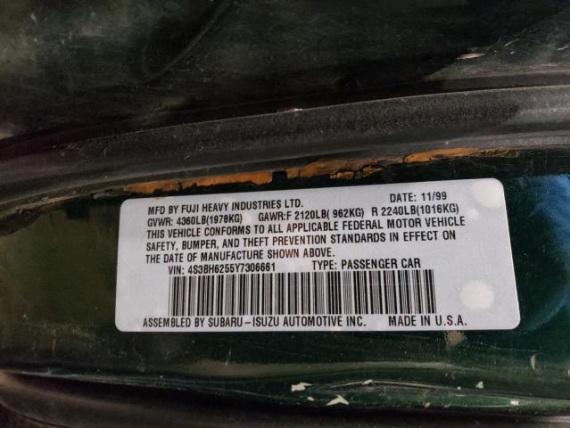 4S3BH6255Y7306661 - 2000 SUBARU LEGACY BRI GREEN photo 12