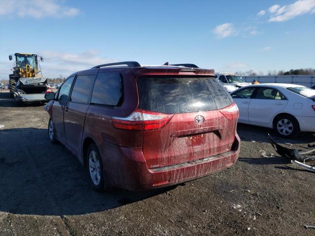 5TDKZ3DC7JS936586 - 2018 TOYOTA SIENNA LE BURGUNDY photo 3