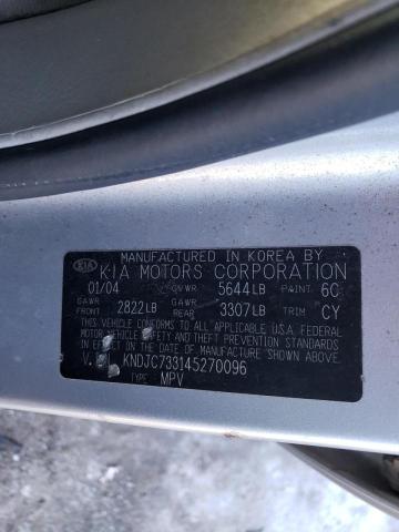 KNDJC733145270096 - 2004 KIA SORENTO SILVER photo 10