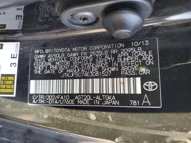 JTKJF5C74E3081527 - 2014 TOYOTA SCION TC أسود صورة 12