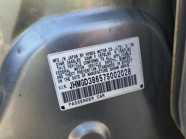 JHMGD38657S002028 - 2007 HONDA FIT S 银色 照片 14