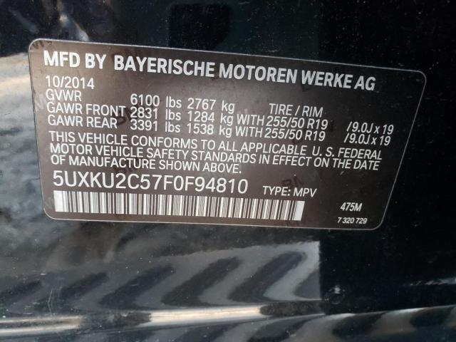 5UXKU2C57F0F94810 - 2015 BMW X6 XDRIVE3 BLACK photo 10