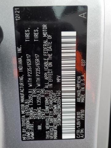 5TDKRKEC9NS094140 - 2022 TOYOTA SIENNA LE SILVER photo 13