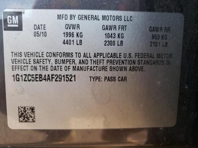 1G1ZC5EB4AF291521 - 2010 CHEVROLET MALIBU 1LT Сұр фото 12