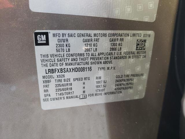 LRBFXBSAXHD008116 - 2017 BUICK ENVISION E BROWN photo 13