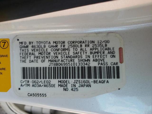 JT8BD69S510133342 - 2001 LEXUS GS 300 WHITE photo 12