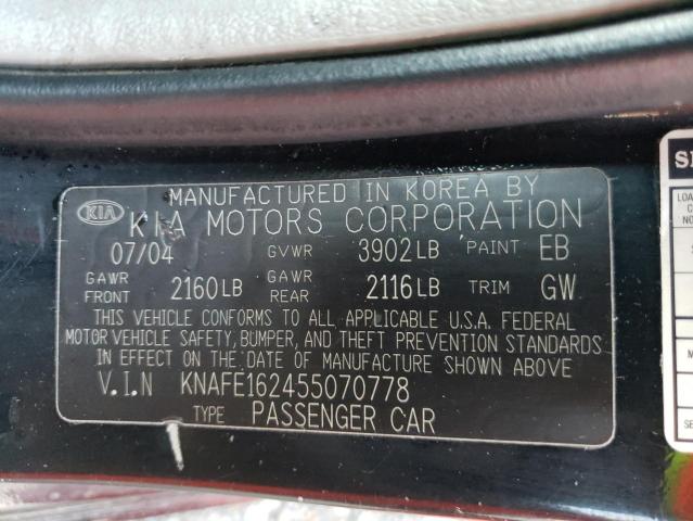 KNAFE162455070778 - 2005 KIA SPECTRA5 BLACK photo 12