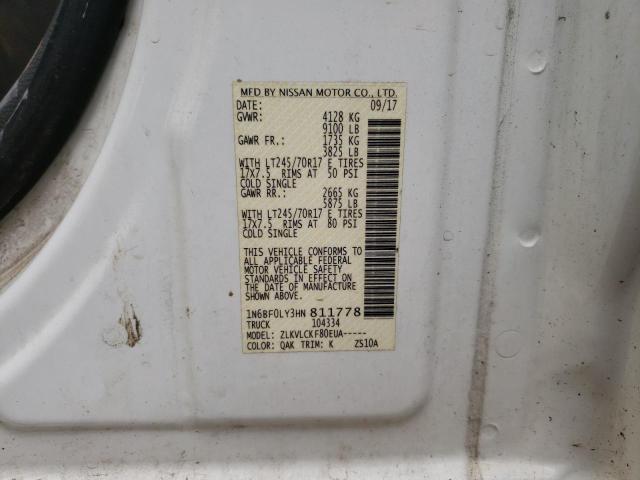 1N6BF0LY3HN811778 - 2017 NISSAN NV 2500 S WHITE photo 13