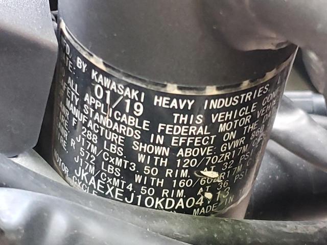 JKAEXEJ10KDA04113 - 2019 KAWASAKI EX650 J შავი ფოტო 10