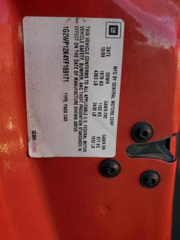 1G2WP12K4YF169171 - 2000 PONTIAC GRAND PRIX 红色 照片 12