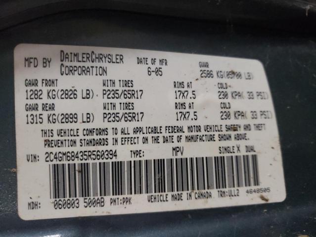 2C4GM68435R560394 - 2005 CHRYSLER PACIFICA BLUE photo 13