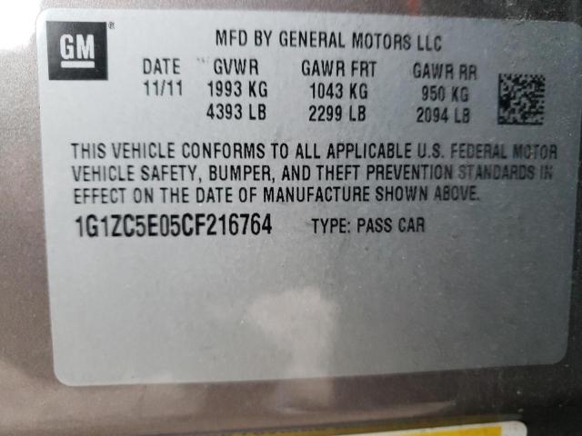 1G1ZC5E05CF216764 - 2012 CHEVROLET MALIBU 1LT 棕色 照片 12