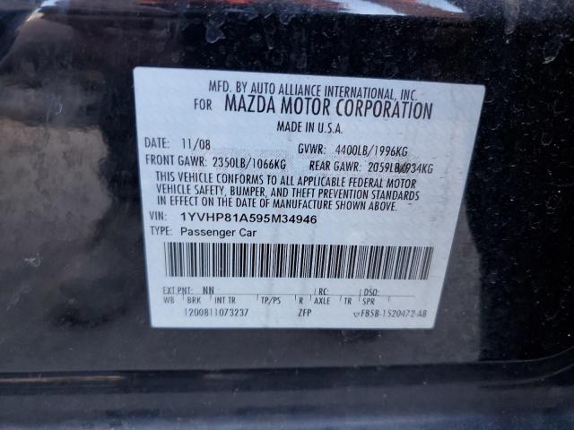 1YVHP81A595M34946 - 2009 MAZDA 6 I BLACK photo 12