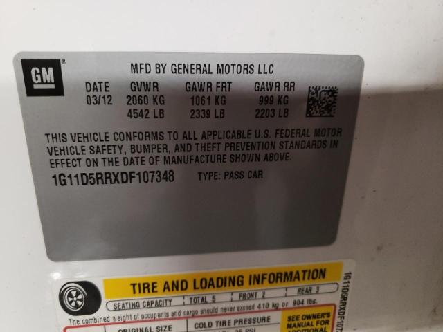 1G11D5RRXDF107348 - 2013 CHEVROLET MALIBU 1LT WHITE photo 13