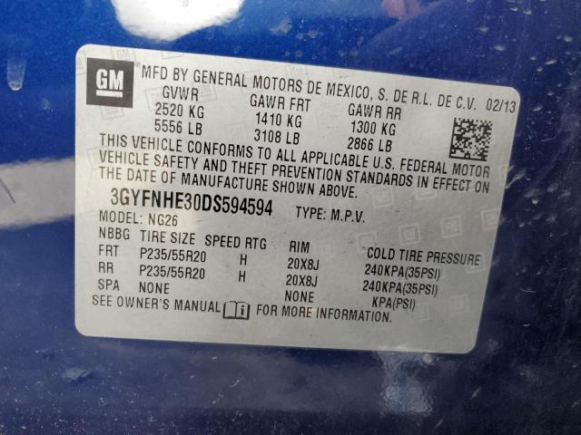 3GYFNHE30DS594594 - 2013 CADILLAC SRX PERFOR 蓝色 照片 13