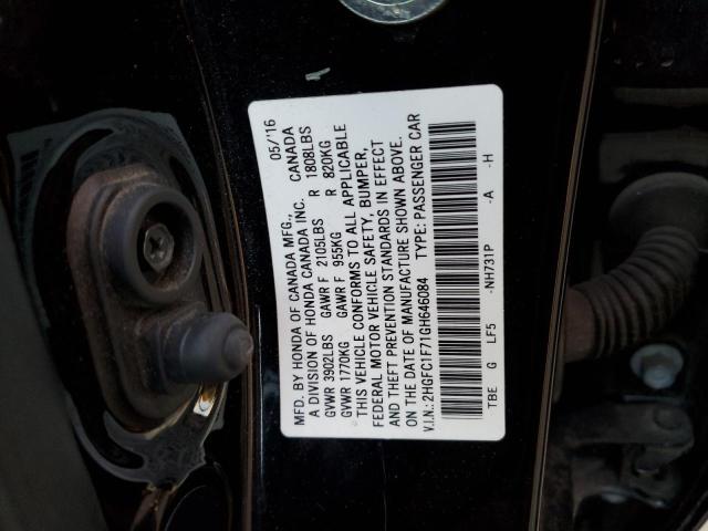 2HGFC1F71GH646084 - 2016 HONDA CIVIC EXL 黑色 照片 12