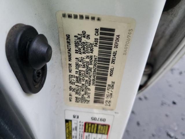 1NXBU4EE9AZ360947 - 2010 TOYOTA COROLLA BA 白色 照片 12