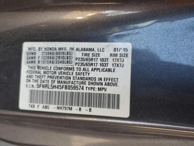 5FNRL5H45FB059574 - 2015 HONDA ODYSSEY EX SILVER photo 13