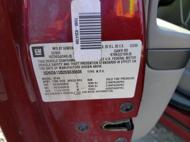 3GNDA13D26S636608 - 2006 CHEVROLET HHR LS MAROON photo 13