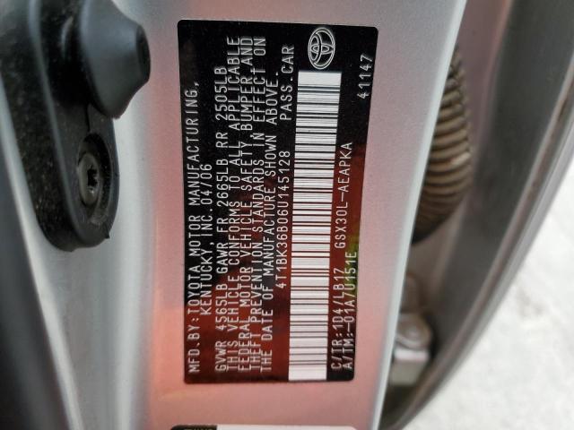 4T1BK36B06U145128 - 2006 TOYOTA AVALON LIM SILVER photo 12