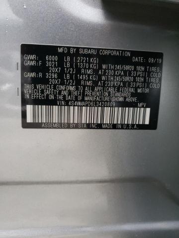 4S4WMAPD6L3420809 - 2020 SUBARU ASCENT LIM SILVER photo 13