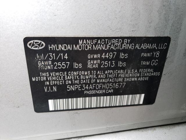 5NPE34AF0FH051677 - 2015 HYUNDAI SONATA SPO SILVER photo 12