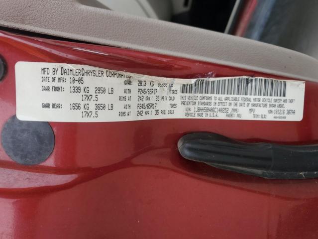 1J8HH58N06C140252 - 2006 JEEP COMMANDER 勃艮第红 照片 12