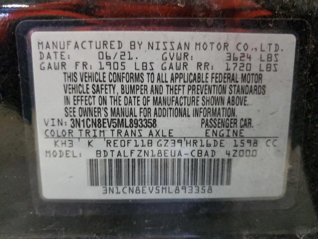 3N1CN8EV5ML893358 - 2021 NISSAN VERSA SV BLACK photo 13