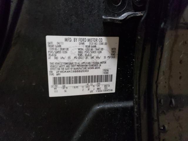 2FMDK4KC6BBB25303 - 2011 FORD EDGE LIMIT BLACK photo 13