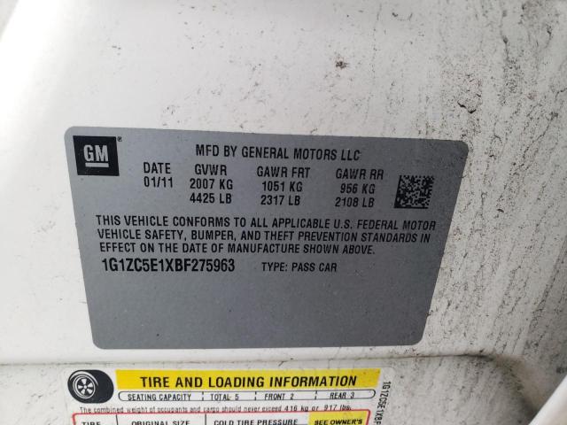 1G1ZC5E1XBF275963 - 2011 CHEVROLET MALIBU 1LT კრემისფერი ფოტო 12