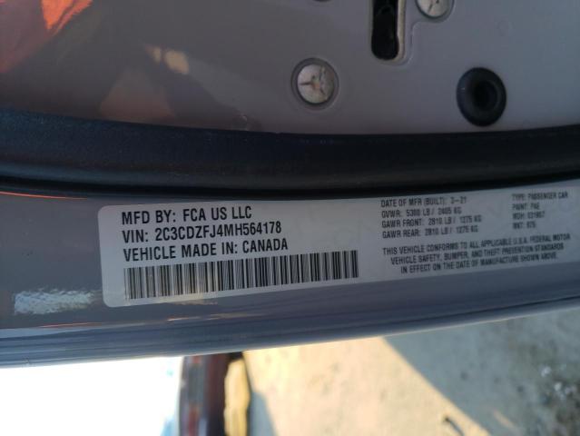 2C3CDZFJ4MH564178 - 2021 DODGE CHALLENGER GRAY photo 12