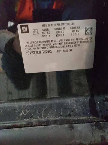 1G11C5SL2FF262083 - 2015 CHEVROLET MALIBU 1LT შავი ფოტო 12