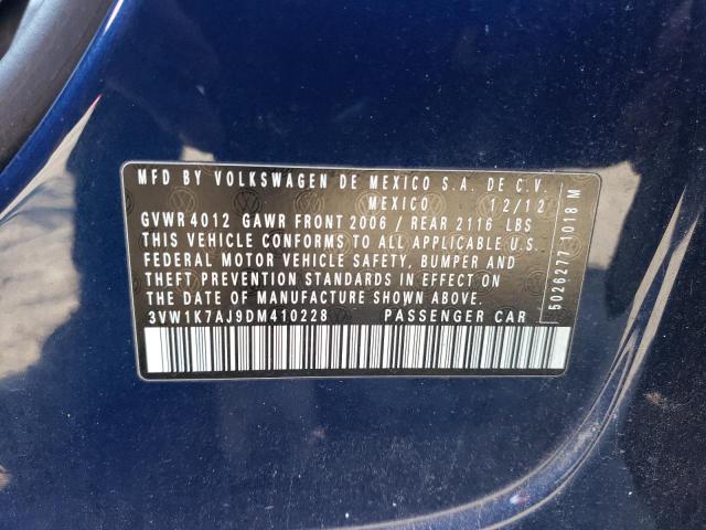 3VW1K7AJ9DM410228 - 2013 VOLKSWAGEN JETTA BASE 蓝色 照片 12