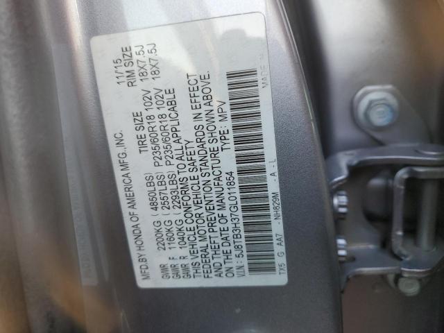 5J8TB3H37GL011854 - 2016 ACURA RDX SILVER photo 13