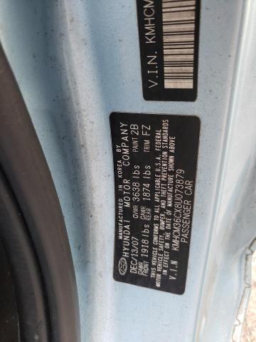 KMHCM36CX8U073879 - 2008 HYUNDAI ACCENT BLUE photo 12