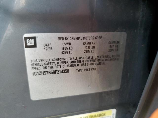 1G1ZH57B59F214358 - 2009 CHEVROLET MALIBU 1LT SILVER photo 12