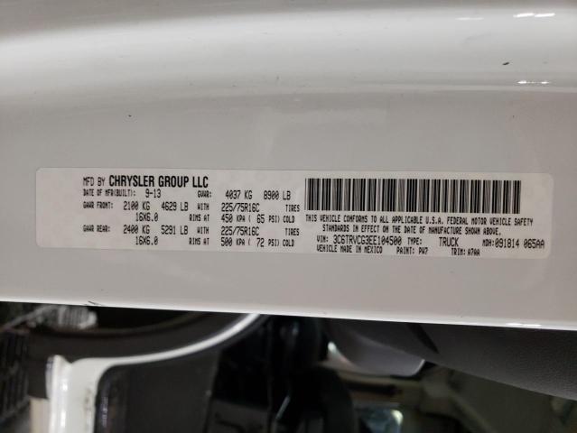 3C6TRVCG3EE104500 - 2014 RAM PROMASTER WHITE photo 10