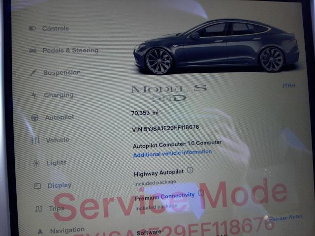 5YJSA1E29FF118676 - 2015 TESLA MODEL S GRAY photo 9