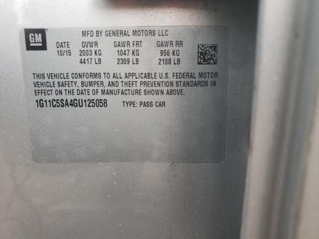 1G11C5SA4GU125058 - 2016 CHEVROLET MALIBU LIM SILVER photo 13