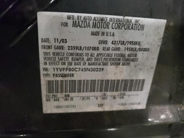 1YVFP80C745N30239 - 2004 MAZDA 6 I BLACK photo 12